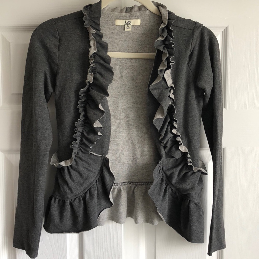 Grey ruffled cardigan
